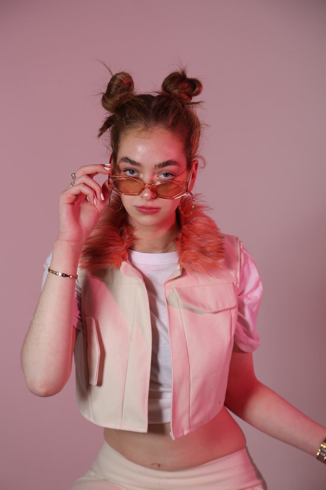 Fashion editorial portrait in studio lighting